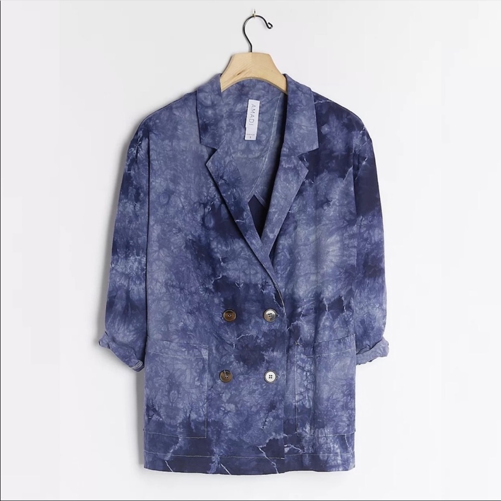 NWOT Anthropologie Amadi Oversized Linen Tie Dye Blazer- XS. Sold out in stores